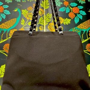 Salvatore Ferragamo Black Nylon Tote with Gancini Link Strap